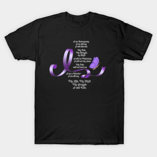 My Struggle Purple Ribbon with Butterflies T-Shirt by AlondraHanley